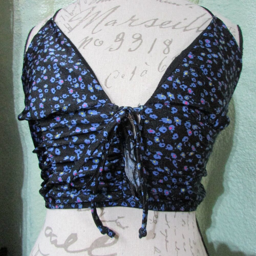 Out From Under Girl Crush Urban Outfitters Nylon Floral V Neck Cropped Strappy L